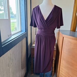 Evan-Picone "Bold Beginnings Plum Wine" Ruched Dress, Size 16, RN#54050, NWT